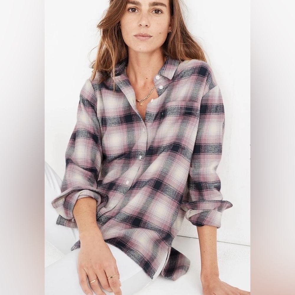 Madewell Flannel Oversized Ex-Boyfriend Shirt in Lenore Plaid